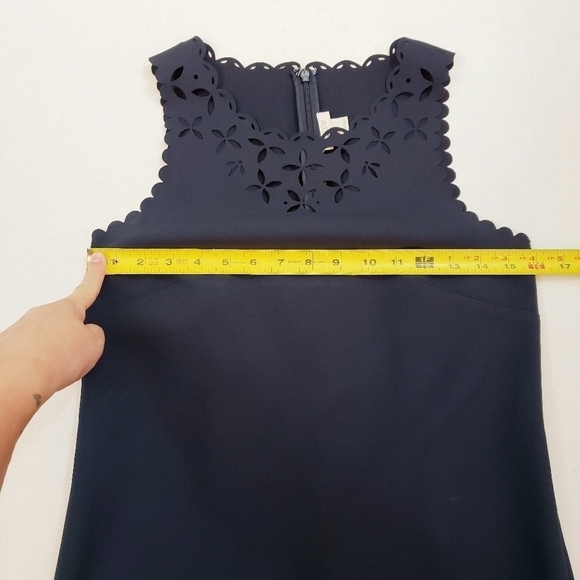 J. Crew Sleeveless Laser Cut Floral Shift Dress Scallop Edge - Picture 5 of 8